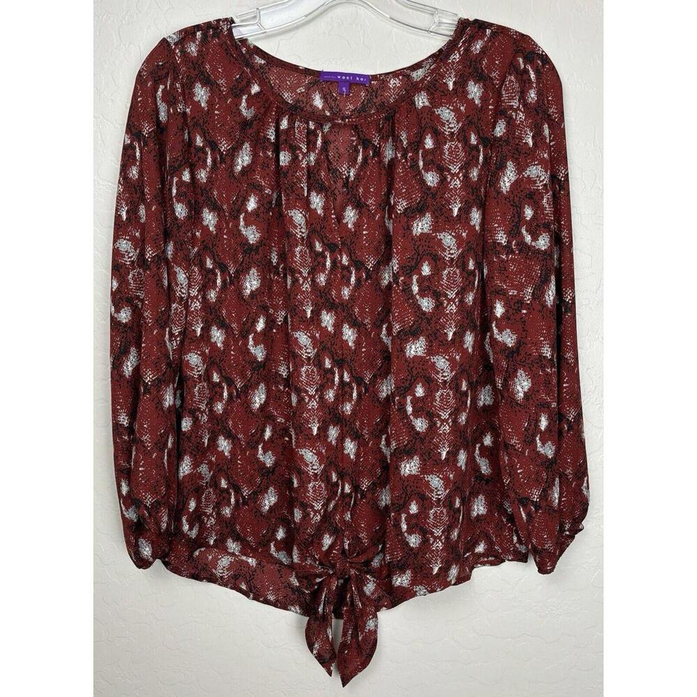 West Kei Snakeskin Tie Waist Komono Sleeve S‎ Red 0667